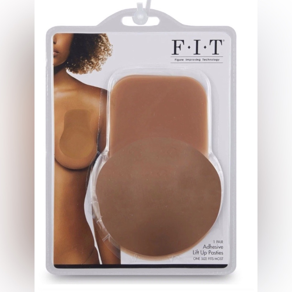 F.I.T. Silicone Adhesive Lift Up Pasties Reusable Stickon Bra Dark Nude One Size